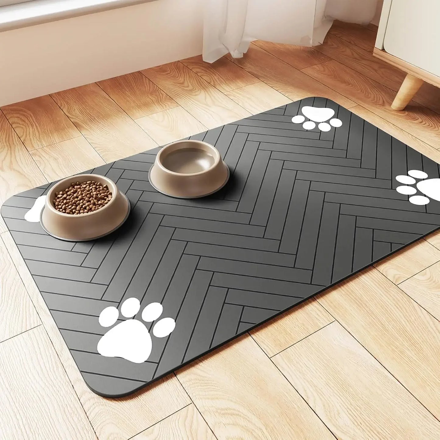 Alfombra absorbente para alimentación de mascotas